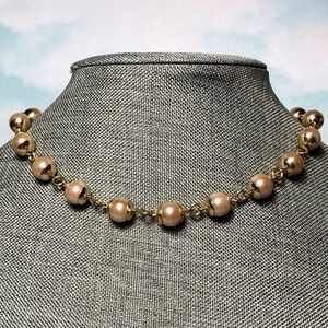 Anne Klein Necklace Faux Pearl Beads Gold Tone Statement Classic 16”+2”